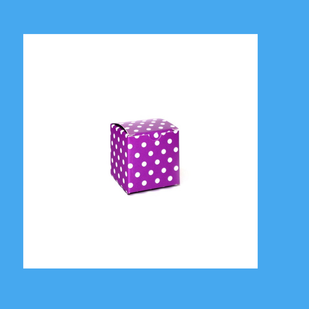 Promotional Square Box made with Recycled Material - Smooth Purple or PolkaDot C